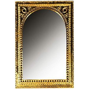 Orient Spiegel wandspiegel Igballe 33 cm goud messing | Grote Marokkaanse gangspiegel messing frame oosterse versiering | Oosterse vintage badkamerspiegel zonder verlichting | Oosterse decoratie