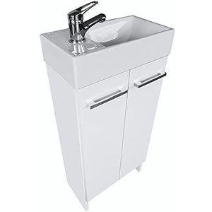 paplinskimoebel wastafelonderkast met wastafel 81 cm x 40 cm x 22 cm, gastentoilet wastafel met badmeubel - kleine kast 40cm, badkamerkast (wit)