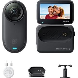 Insta360 GO 3S 128 GB 4K, kleine draagbare vloggingcamera, 128 GB, zwart, POV, handenvrij, overal te monteren, stabilisatie, 140 minuten batterijduur, 10 m waterdicht, POV voor huisdieren