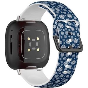 Zachte sportband compatibel met Fitbit Sense / Sense 2 / Versa 4 / Versa 3 (sneeuwvlokken blauwe sneeuwvlok) siliconen armband accessoire