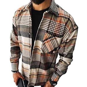 LaoZan Flanellen herenhemd geruit hemd puur katoenen hemd slim fit klederdrachthemd geruit, Zoals op de afbeelding #1., XL