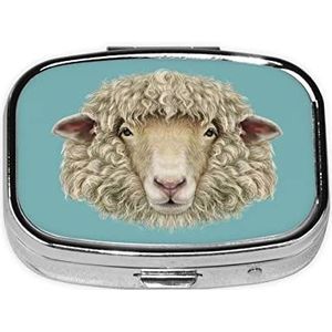 Mini vierkante pillendoos, medicijnorganizer, dier, draagbare EHBO-doos, reispillendoos met 2 vakken, kleine pillendoos voor zak of portemonnee