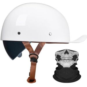 Motorfiets Half Helm Baseball Cap Met Een Masker ECE Gecertificeerde Open Gezichtshelm Met Krimpbare Bruine Lens Snelle Release Gesp Voor Volwassen Mannen Vrouwen S~2XL 55-64CM