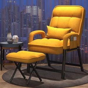 Luie stoel met Ottoman, Moderne Lounge Reclining Vrijetijdsstoel, Fauteuil met Voetenbank, Verstelbare Sofa Stoel, voor Slaapkamer en Woonkamer, Lezen, Kantoorwerk en Rust(Yellow)