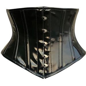 OH WEARS Halloween Underbust Zwart PVC Corset Staal Uitgebeend Taille Trainer Steampunk Perfect Zandloper Figuur, Zwart, 3XL