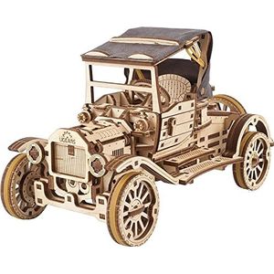 UGEARS 3D Puzzel Houten Car Kit - Retro Speelgoed Auto Model Kit Volwassenen en Kinderen - 3D Houten Puzzel Model Auto met Vouwdak en 4-Cilinder Motor - Gedetailleerde Mechanische Model Auto