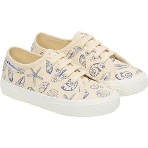 Superga Kinderen/Kinderen 3750 Leggera Seashells Lichtgewicht Veterschoenen, Beige Eierschaal Blauw Fluweel, 11.5 UK Child