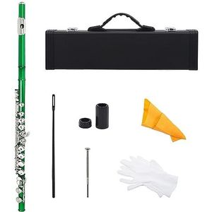 fluit instrument 16 Gaten C Sleutel Fluit Western Concert Cupronickel Rood Dwarsfluit Houtblazers Instrument Met Case flute instrument (Color : Green)