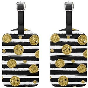 Bagagelabels, zwarte lijnen en gouden stippen bagagelabel reislabels koffer accessoires 2 stuks set