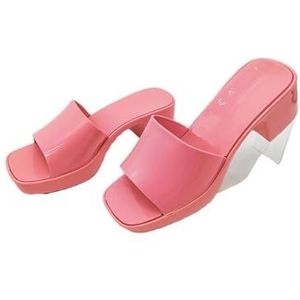 Slippers, Crystal Jelly High Heel Sandalen for Dames – Zomerstrandpantoffels for Stijlvol Comfort,voor dames en heren(Pink,41 EU)
