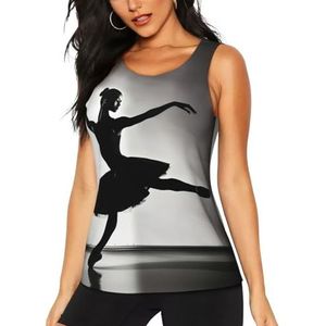 JGHHOUN Ballerina Dance Print Stijlvolle Atletische Tank Top Zomer Activiteiten Vissen Camping Yoga Blijf Koel Droog, Zwart, S