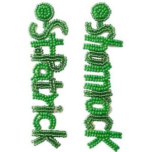 Groene letter kraal oorbellen: St. Patrick's Day Party Decor handgemaakte gevlochten oorbellen, Eén maat, Agaat