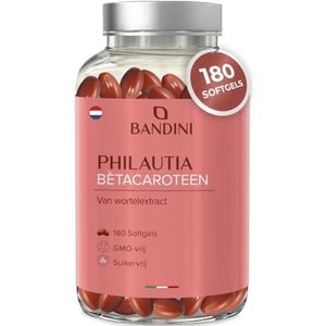 Bandini® Bètacaroteen | Supplement voor een intense bruine kleur en een stralende huid | 180 softgels | Vitamine A-supplement voor een stralende teint het hele jaar door | Immuunsysteem