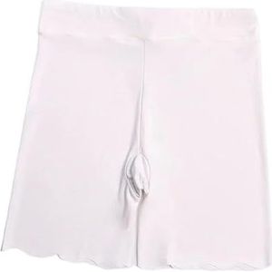 Ijszijde broeken, katoenen broeken, naadloze damesbroeken, kant for veiligheidsbroeken, zomer dames for veiligheidsbroeken (Color : WHITE, Size : 4XL)