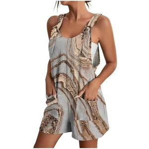 BANGHA Jumpsuits voor dames, zomer, casual jumpsuit, rompertjes voor vrouwen, zomer, casual, wijde pijpen, jumpsuits met strikband, korte broek, romper overall met zakken, roze, 3XL