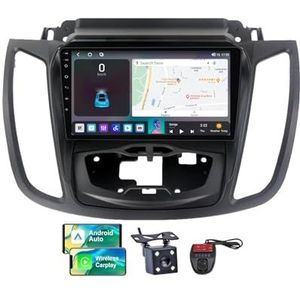 Android 13 Dual Din Car Stereo voor Ford Kuga 2 Escape 2012-2019 met 9 inch Touchscreen Media Player met Carplay Android Auto BT 5.0 4G WiFi GPS-navigatie FM/RDS SWC + achtercamera(NF-7)