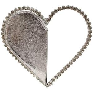 Handtas in hartvorm, met diamanten ingelegde avondtas, modieuze en stijlvolle damestas, handtas, handtascadeau(Size:Silver)