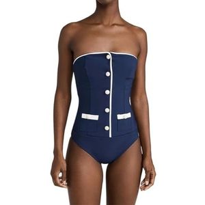HFYRBDKSPI Eendelig badpak voor vrouwen Strapless Buttons Tummy Control Afslankend badpak met korte set,Blauw,L