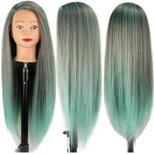 Mooie kleurrijke kapperstrainingskop for kapperskapsels, cosmetica-oefenpoppen, hoofd for vlechten, hoofddeksel(Black)