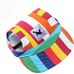 Egurs Honkbalpet voor honden, verstelbaar, zonnebonnet, zonwering, hondenpet voor kleine, middelgrote en grote honden en katten, regenboogkleuren, XL