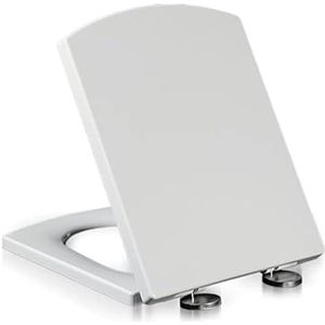 Generic Witte vierkante toiletbril met softclose met 360° verstelbaar snelspanscharnier, ideaal standaard toiletdeksel toiletstoel, 34,5 x 43 cm (13,58 x 16,92 inch) (37 x 47 cm)