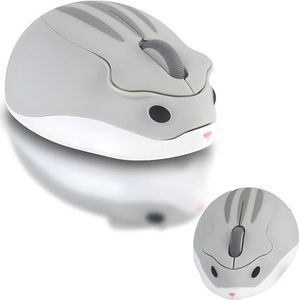 LIKE SHOW Draadloze schattige hamstervormige muis - 1200 DPI, stil, draagbaar USB, draadloos ontwerp voor pc, laptop, MacBook voor kinderen en meisjes (grijs)