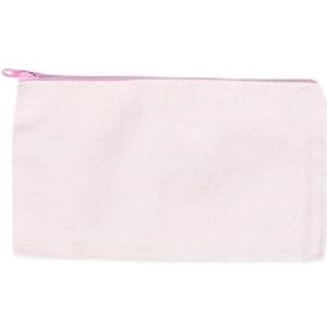 Multifunctionele cosmetische tas make-up pouches met rits katoenen canvas tas potlood reizen toilettas (Color : Pink)