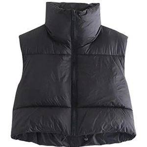 Women Cropped Puffer Vest - High Neck Sleeveless Puffer Jacket - Winter Crop Vest with Zipper, Lightweight Short Waistcoat Down Coat for Women Causal Outfit Vigcebit