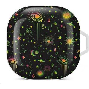 Space Galaxy Constellation Oordopjes Hoesje Compatibel met Samsung Hard Shell Beschermhoes Wit-Stijl