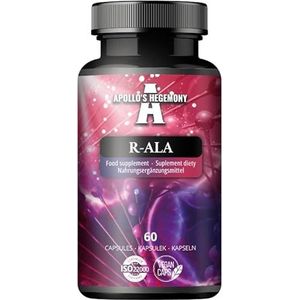 R-Alfa Liponzuur 200 mg per capsule - 60 veganistische capsules - 2 maanden levering - ondersteunt de glucosestofwisseling en de gezondheid van de mitochondriën - van Apollo's Hegemony