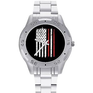 Amerikaanse vlag en trommel heren polshorloge mode sporthorloge zakelijke horloges met roestvrij stalen armband, Stijl, regular
