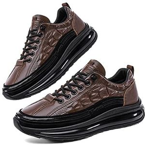 Men's Casual Cowhide Air Cushion Shoes, Cowhide Crocodile Print Sneakers, Spring Non-Slip Cowhide Business Shoes, Mens Casual Cowhide Air Cushion Shoes (43,Brown)