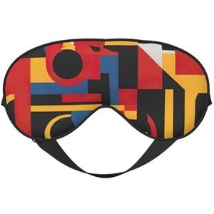 Samenstelling in Rood Geel Blauw en Zwart Print Outdoor Reizen Stijlvol Oogmasker Verstelbare Slaap Camping Meditatie Ontspanning