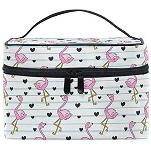 Schattig cadeau flamingo vogel make-up tas voor vrouwen cosmetische tassen toilettas trein koffer
