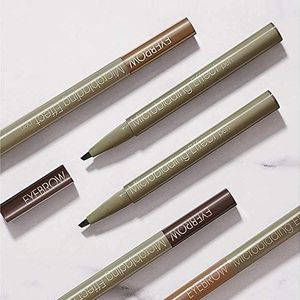 Langdurige Microblading Effect Pen, de hele dag Langdurige Waterdichte en Smudgeproof Wenkbrauw Pen Met 3 Kleuren (Grijs Bruin)