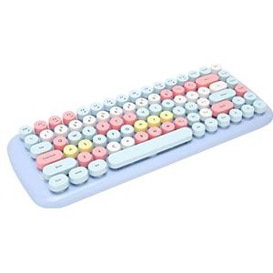 Kleurrijke Combinatie van Draadloos Toetsenbord en Muis, Polychrome Ronde Toetsen, Retro Pc-toetsenborden, 2,4 G USB-ergonomisch Dempingstoetsenbord, Lange Batterijduur voor (candy-elegante blauwe gemengde kleur)