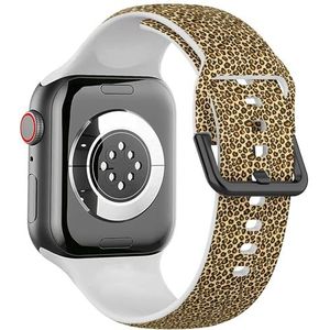 Zachte sportband compatibel met Apple Watch 38/40/41mm (Leopard Cheetah Skin) Siliconen Armband Strap Accessoire voor iWatch