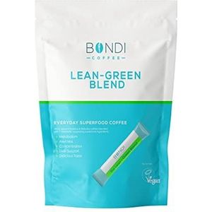 Bondi Coffee Lean-Green, 7 zakjes - Instant Superfood Energy Koffie met gezonde Spirulina, Ginseng, Groene Koffie, MCT, Choline, 100% Natuurlijke Cafeïne - Veganistisch