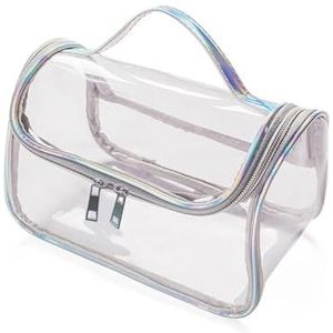 De transparante Draagbare Kosmetische Zak van pvc Waterdichte Toiletry Zak Reis, Zilver-kort, Eén maat