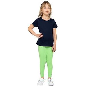 looksy Meisjes Katoenen Leggings Enkellang Zachte en Ademende Broek voor Kinderen Perfect voor School Dans Sport en Dagelijks Gebruik Verkrijgbaar in Klassieke en Heldere Kleuren, Limoen, 122 cm