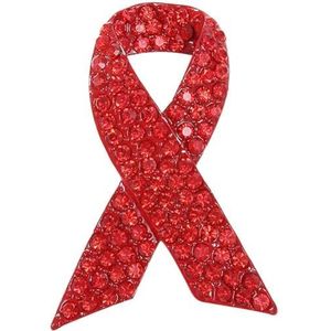 Rood lint Borstkanker Bewustzijn Revers Pin Aids Metalen Badge Pin Crystal Broche Kanker Sieraden Pins Voor Liefdadigheid Publieke Sociale Evenement, 1.54*2.28inch/3.9*5.8cm, ABS