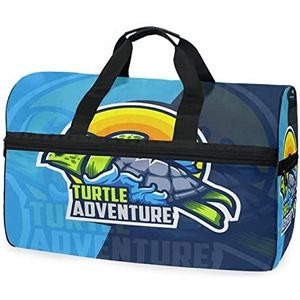 Baby Dier Zeeschildpad Cartoon Sport Zwemmen Gym Tas met Schoenen Compartiment Weekender Duffel Reistassen Handtas voor Vrouwen Meisjes Mannen