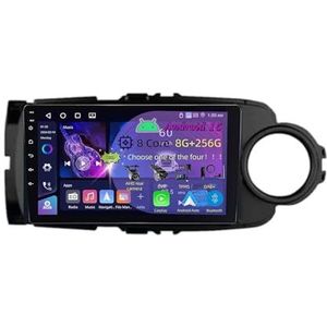 9 Inch 2 Din Android 15 Autoradio voor Toyota Yaris 2012 2013-2017 met CarPlay AHD Omgekeerd beeld Bediening op het stuur Bluetooth GPS navigatie FM Radio WiFi(C4 8+128G)