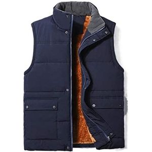 Winter Mouwloos Jas Body Heren Warmer Gilet Fleecejack Met Opstaande Kraag Donsvest Pufferjack Mouwloos Vest Warme(Blue,XXL)