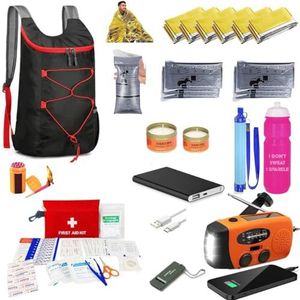 Luxury 2025 Compleet Noodpakket voor Thuis - Voor Noodsituaties, Stroomuitval & Rampen - Oorlog Situaties - Survival set - Inclusief Waterfilter, Noodradio, Powerbank, EHBO-kit, Warmtedeken & Meer