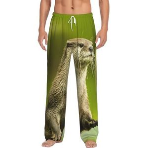 Clawed Otter Lange Lounge Wear Broek Nachtkleding Pyjama Bottoms Nachtkleding Nachtkleding Nachtkleding Met Zakken En Trekkoord, Wit, S