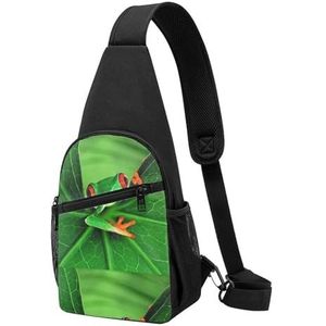 Sling Bag, Cross Chest Bag Diagonaal Reizen Wandelen Borst Tas Dagrugzak Riem Tas Unisex, Leuke Kikker, zoals afgebeeld, Eén maat