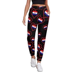 I Love Kroatië Rood Hart Joggingbroek Voor Vrouwen Hoge Taille Joggers Casual Lounge Broek Met Zakken Voor Workout Running