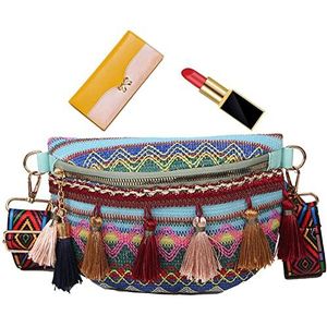 Kleurrijke heuptas met franjes - Lichtgewicht en duurzame kleurrijke gevlochten schouder Bad - Geweven Boho-stijl tas voor elke dag, sport A/r