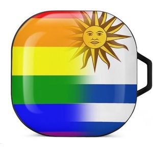 LGBT Pride Uruguay vlag oordopjes hoesje compatibel met Samsung hard shell beschermhoes zwart stijl